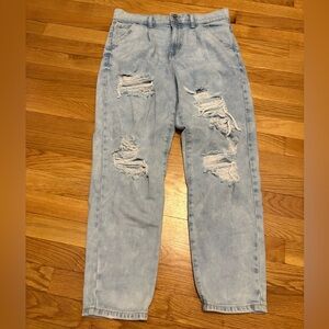 Light Blue Distressed Mom Jeans